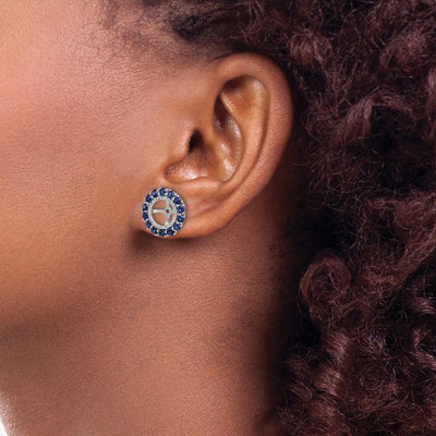 Sterling Silver Rhodium Diam. & Created Sapphire Earring Jacket, 13 x 13mm
