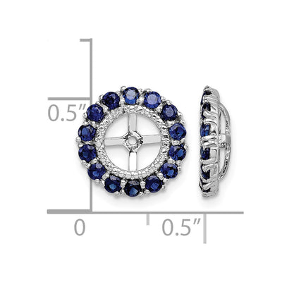 Sterling Silver Rhodium Diam. & Created Sapphire Earring Jacket, 13 x 13mm