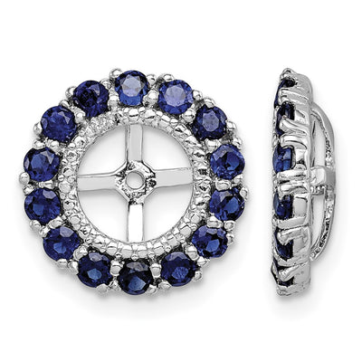 Sterling Silver Rhodium Diam. & Created Sapphire Earring Jacket, 13 x 13mm