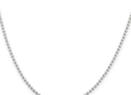 Sterling Silver Beaded Chain w/2in ext., 20 x 2mm