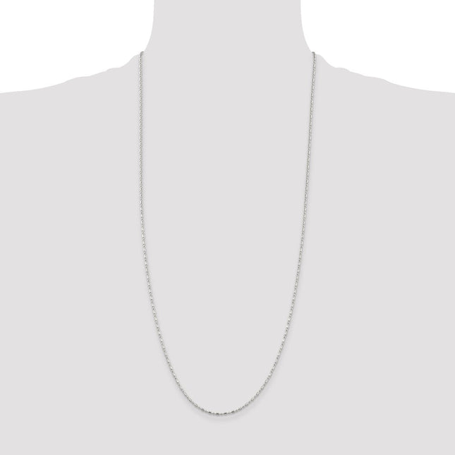 Sterling Silver Fancy Beaded Chain Anklet, 9 x 1.5mm