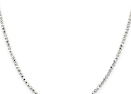 Sterling Silver Beaded Chain w/2in ext., 20 x 2.35mm