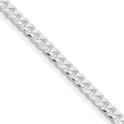 Sterling Silver Rhodium-plated Flat Curb Bracelet, 7 x 3.15mm