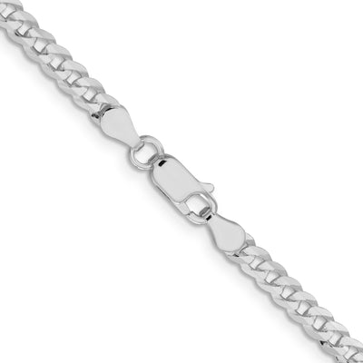 Sterling Silver Rhodium-plated Flat Curb Chain, 18 x 3.8mm