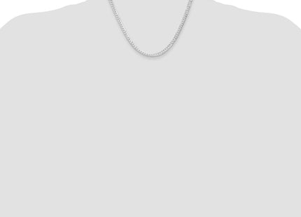 Sterling Silver Rhodium-plated Flat Curb Chain, 18 x 3.8mm