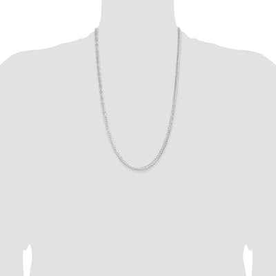 Sterling Silver Rhodium-plated Flat Curb Chain, 18 x 3.8mm
