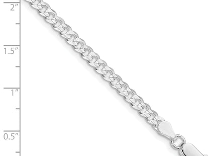 Sterling Silver Rhodium-plated Flat Curb Bracelet, 7 x 3.8mm