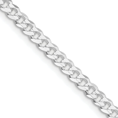 Sterling Silver Rhodium-plated Flat Curb Chain, 18 x 3.8mm