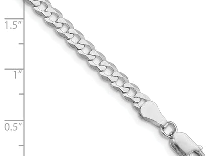 Sterling Silver Rhodium-plated Flat Curb Chain, 7 x 4.7mm