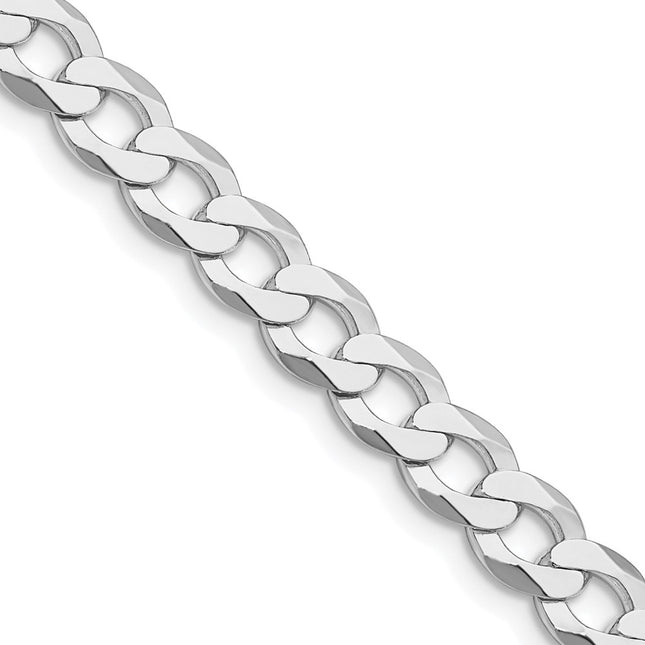 Sterling Silver Rhodium-plated Flat Curb Chain, 8 x 6.8mm