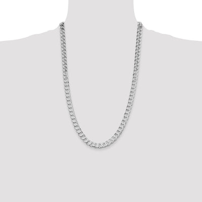 Sterling Silver Rhodium-plated Flat Curb Chain, 8 x 7.5mm