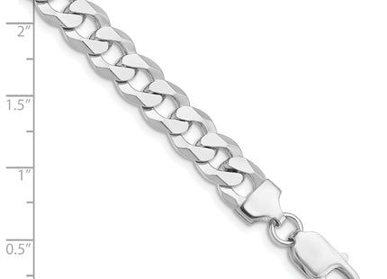Sterling Silver Rhodium-plated Flat Curb Chain, 8 x 8.5mm