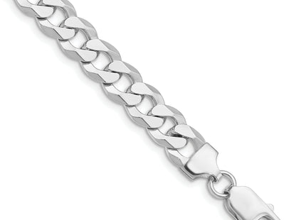 Sterling Silver Rhodium-plated Flat Curb Chain, 8 x 8.5mm