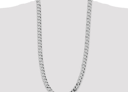 Sterling Silver Rhodium-plated Flat Curb Chain, 30 x 9.75mm