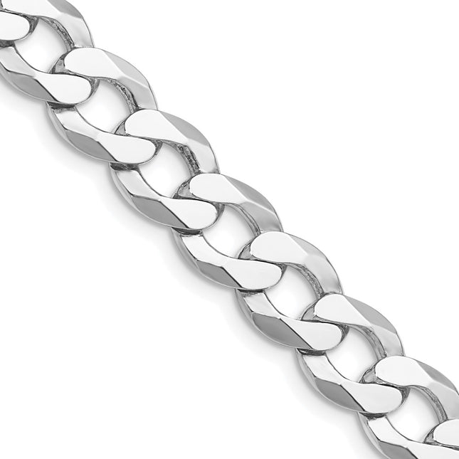 Sterling Silver Rhodium-plated Flat Curb Chain, 30 x 9.75mm