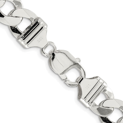 Sterling Silver Rhodium-plated Flat Curb Chain, 8 x 11.75mm