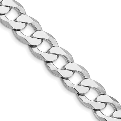 Sterling Silver Rhodium-plated Flat Curb Chain, 8 x 11.75mm