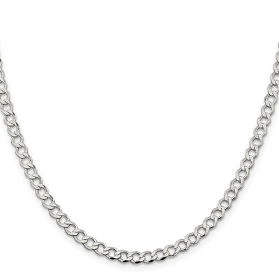 Sterling Silver Semi-solid Flat Curb Chain, 16 x 4.5mm