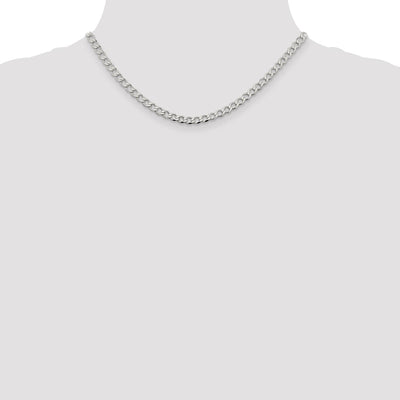 Sterling Silver Semi-solid Flat Curb Chain, 16 x 4.5mm