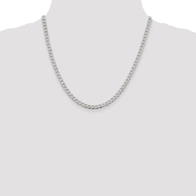 Sterling Silver Semi-solid Flat Curb Chain, 16 x 4.5mm
