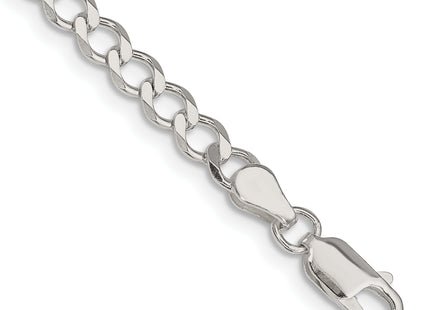 Sterling Silver Semi-solid Flat Curb Bracelet, 7 x 4.5mm