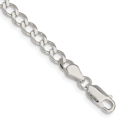 Sterling Silver Semi-solid Flat Curb Bracelet, 7 x 4.5mm