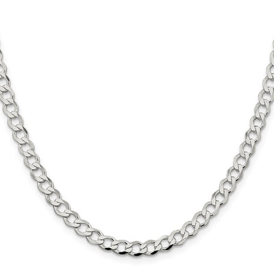 Sterling Silver Semi-solid Flat Curb Bracelet, 7 x 5.3mm