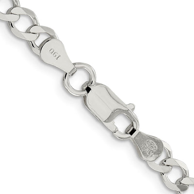 Sterling Silver Semi-solid Flat Curb Bracelet, 7 x 5.3mm