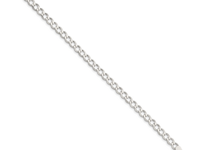 Sterling Silver Semi-solid Flat Curb Bracelet, 7 x 5.3mm
