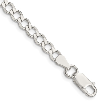 Sterling Silver Semi-solid Flat Curb Bracelet, 7 x 5.3mm
