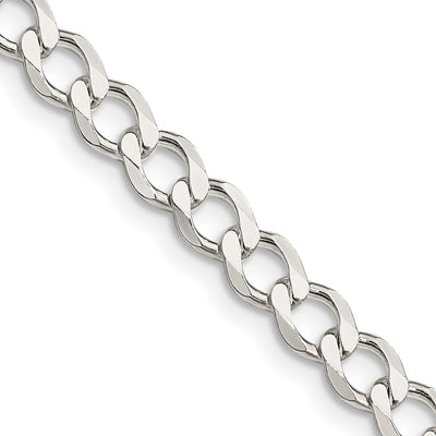Sterling Silver Semi-solid Flat Curb Bracelet, 7 x 5.3mm
