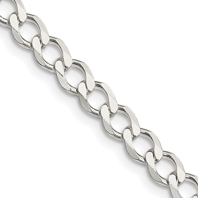 Sterling Silver Semi-solid Flat Curb Bracelet, 7 x 5.3mm