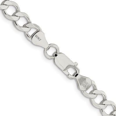 Sterling Silver Semi-solid Flat Curb Bracelet, 7 x 6.7mm
