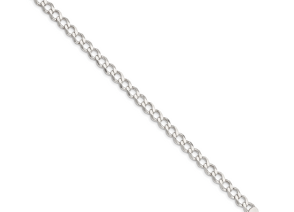 Sterling Silver Semi-solid Flat Curb Bracelet, 7 x 6.7mm