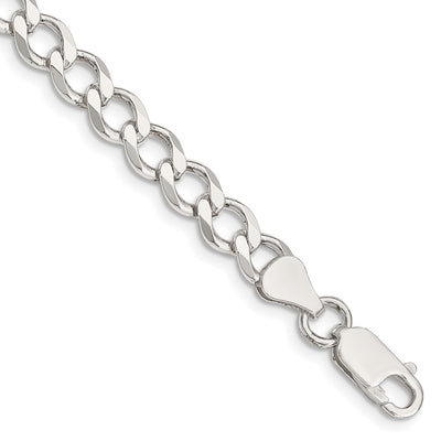 Sterling Silver Semi-solid Flat Curb Bracelet, 7 x 6.7mm
