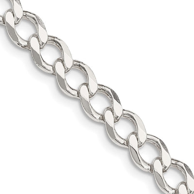 Sterling Silver Semi-solid Flat Curb Bracelet, 7 x 6.7mm