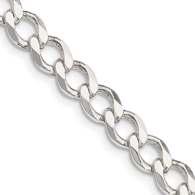 Sterling Silver Semi-solid Flat Curb Bracelet, 7 x 6.7mm