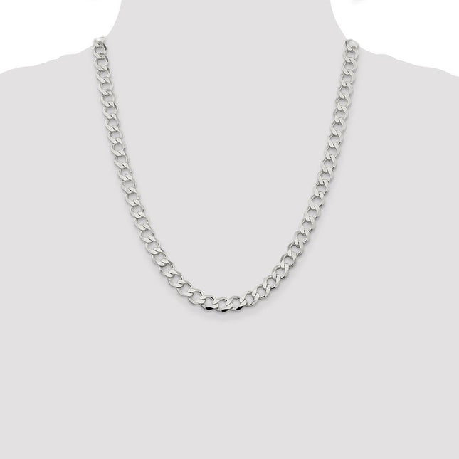 Sterling Silver Semi-solid Flat Curb Bracelet, 7 x 8.1mm