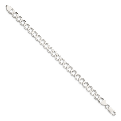 Sterling Silver Semi-solid Flat Curb Bracelet, 7 x 8.1mm