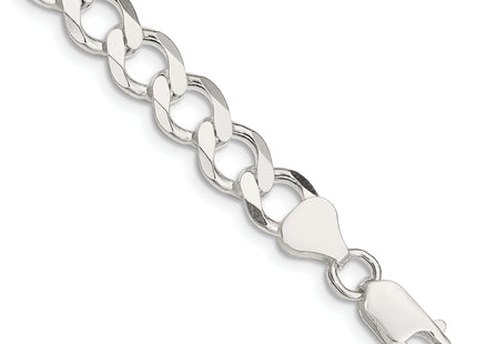 Sterling Silver Semi-solid Flat Curb Bracelet, 7 x 8.1mm