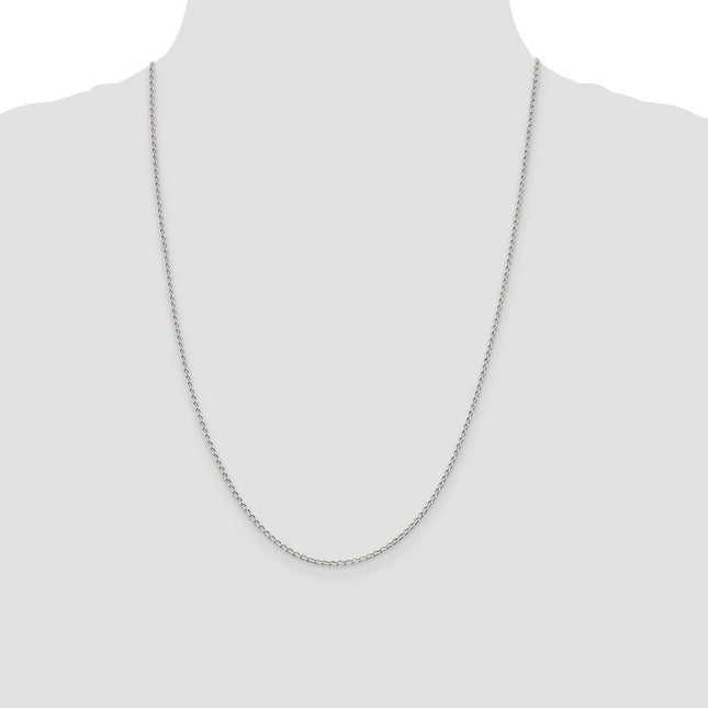 Sterling Silver Open Elongated Link Chain, 7 x 1.5mm