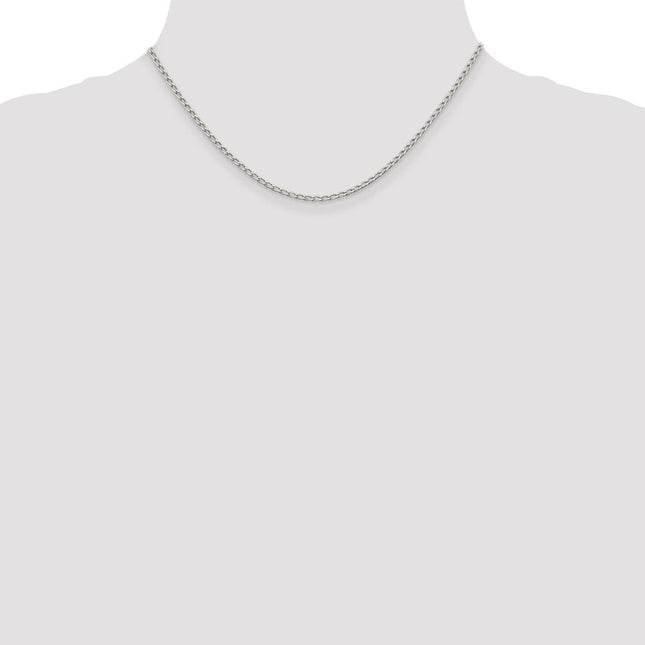 Sterling Silver Open Elongated Link Chain, 7 x 2mm