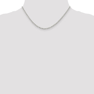 Sterling Silver Open Elongated Link Chain (Style QLL080-16)