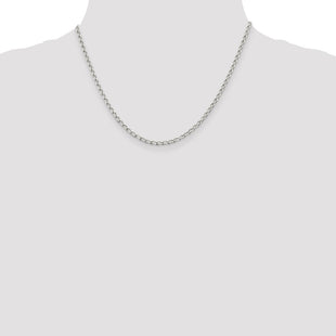 Sterling Silver Open Elongated Link Chain (Style QLL080-18)