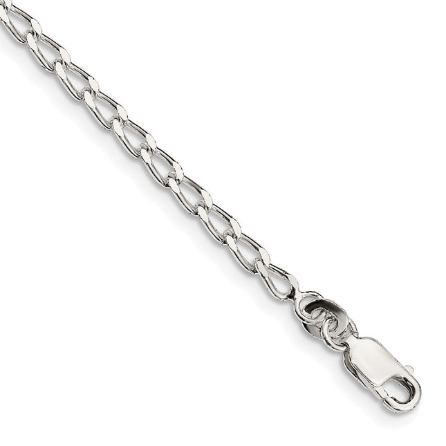 Sterling Silver Open Elongated Link Chain, 7 x 2.8mm