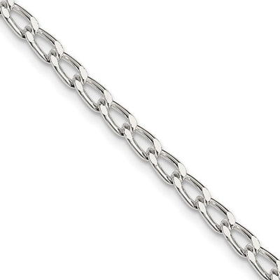 Amore La Vita Sterling Silver Rhodium-plated Polished 3.2mm 10 inch with Lobster Clasp Open Link Charm Anklet