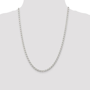 Sterling Silver Open Elongated Link Chain (Style QLL120-24)
