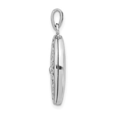 Sterling Silver Rhodium-plated Diamond Accent Filigree Oval Locket