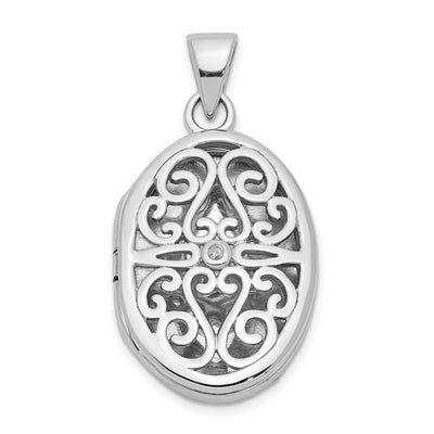 Sterling silver diamond oval pendants & charm