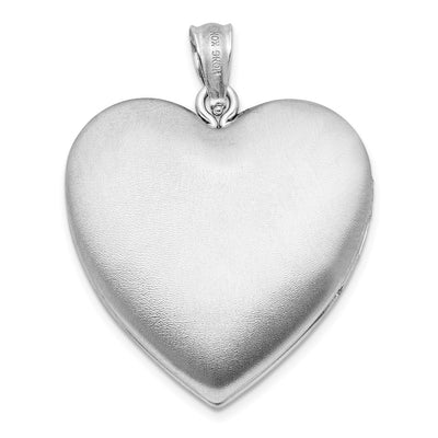 Sterling Silver Rhodium-plated Satin Diamond Wings Heart Locket